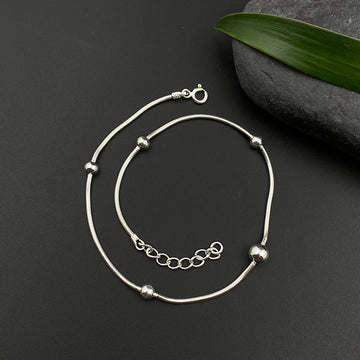 Classic Silver Beads Anklet